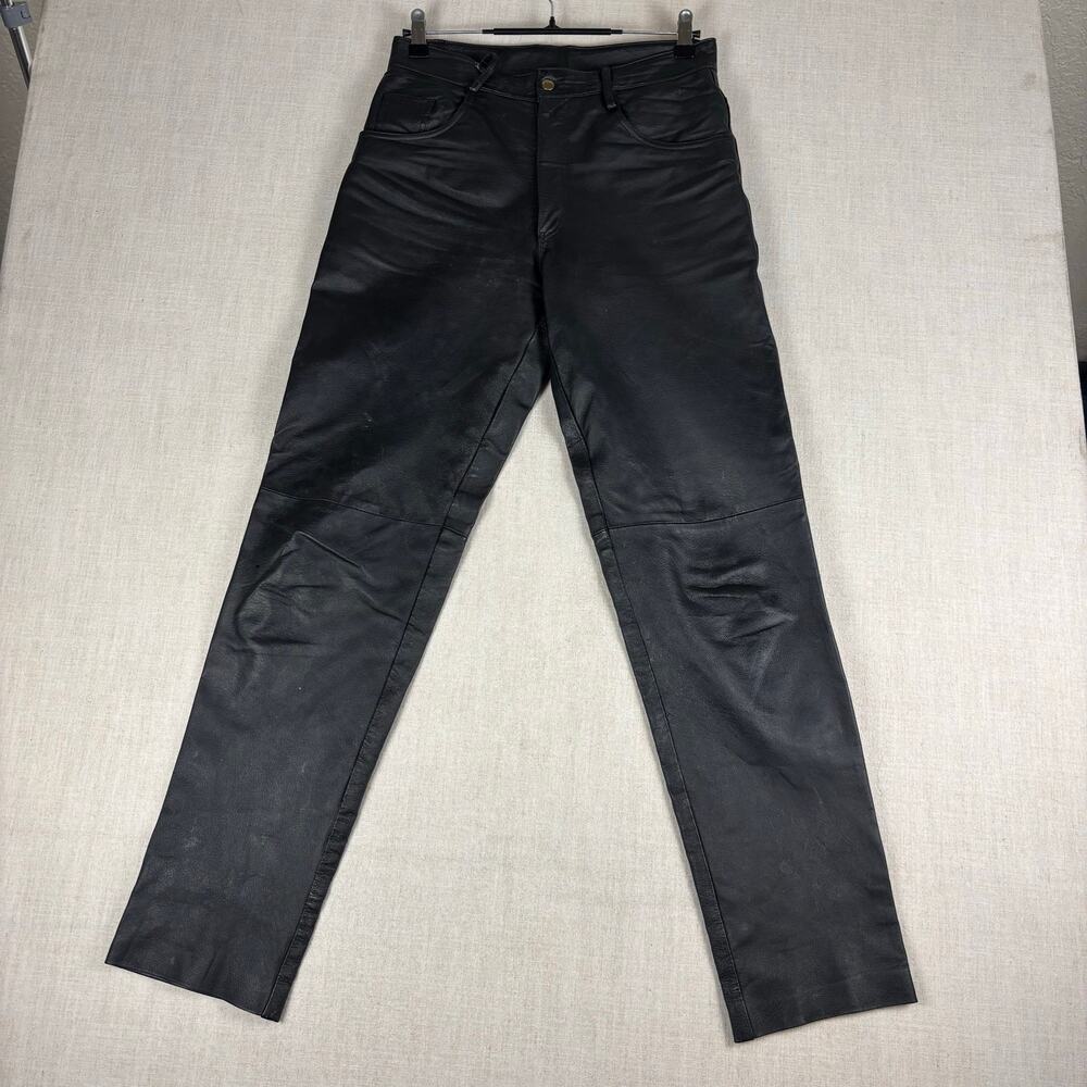 Vintage Leather Pants Intro Sz 30 Lined Biker Black